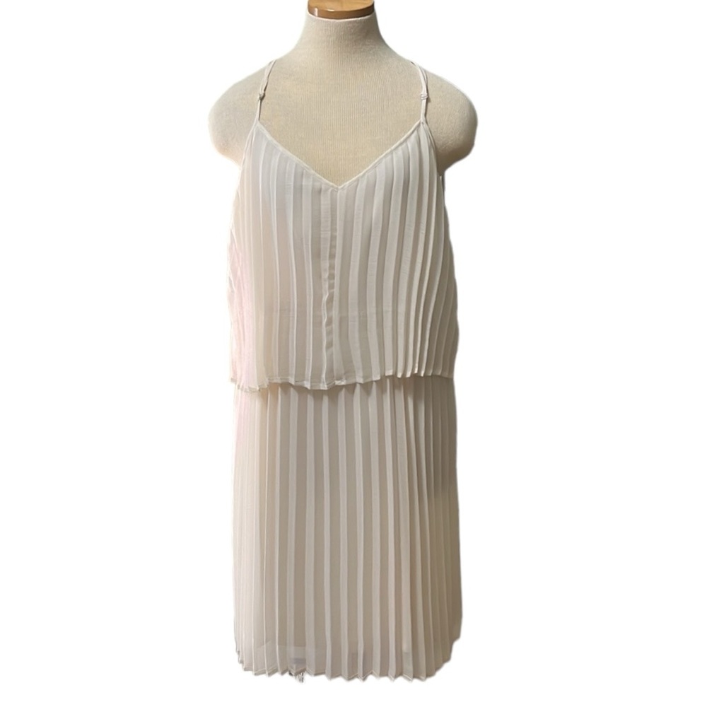 Bar III Pleated Chiffon Dress, White, XXL